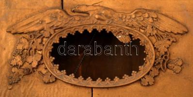 XIX. sz eleje: Biedermeier naptáras keretóra, negyed ütős, felhúzó nélkül, eredeti szerkezettel javí...