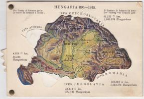 Hungaria 896-1918 - mechanikus térképes irredenta lap / Map of Hungary, Irredenta mechanical postcard (fl)