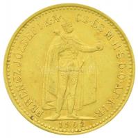 1902KB 10K Au &quot;Ferenc József&quot; Körmöcbánya (3.39g/0.900) T:2,2-  Hungary 1902KB 10 Kronen Au &quot;Franz Joseph I&quot; Kremnitz  (3.39g/0.900) C:XF,VF Huszár: 2200., Adamo K8