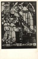 Szombathely, Szeminárium kápolnája, belső, Árkayné Sztehló Lily üvegfestményei - 6 db régi képeslap ...
