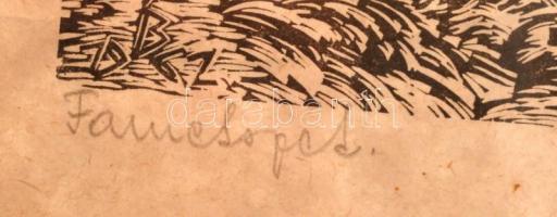 Gy. Szabó Béla (1905-1985): November. Fametszet, papír, jelzett, üvegezett keretben, 36x24 cm