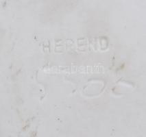 Herendi porcelán kutya, fehér mázas, hibátlan, jelzett, m: 18x29 cm