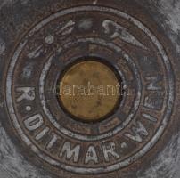 R. Ditmar Wien petróleum lámpatest, fém, jelzett, alabástrom talapzaton, m:25 cm