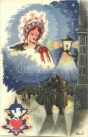 4 db RÉGI megíratlan motívum képeslap, s: Bozó; vegyes minőség / 4 old unused motive postcards; mixe...