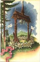 4 db RÉGI megíratlan motívum képeslap, s: Bozó; vegyes minőség / 4 old unused motive postcards; mixe...