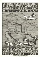 1936 Verband Österreichischer Philatelisten Vereine Werbe Ausstellung B.S.V. "Donau" / Association of Austrian Philatelists Advertising exhibition, aircraft, So. Stpl s: Ludwig Hesshaimer
