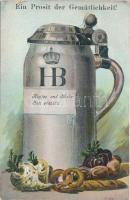 'Ein Prosit der Gemütlichkeit!' német sörreklám, mechanikus képeslap / German beer advertisment, mechanical postcard