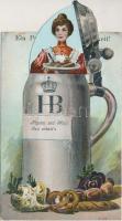 'Ein Prosit der Gemütlichkeit!' német sörreklám, mechanikus képeslap / German beer adverti...