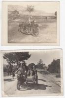 cca 1930-1940 Oldalkocsis motorkerékpárok, 2 db fotó, 8,5x11 cm