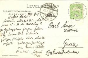 Székesfővárosi Állatkert reklámlapja, keselyű / Budapest Zoo advertisement, vulture s: Bíró