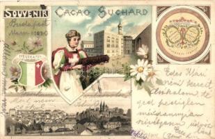 Neuchatel, Cacao Suchard advertisement, coat of arms, floral, litho (fl)