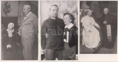 cca 1930-1946 Törzs Jenő(1887-1946) Vaszary Piri és Toronyi Imre színészekkel, 3 db fotó, 13,5x8,5 cm