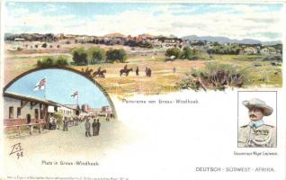 Windhoek, Gross-Windhoek; Platz / square, Governor-Major Leutwein, Deutschen Kolonialhauses No. 15. litho