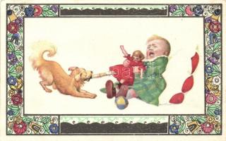 Child fights a dog, B.K.W.I. 587-6, Art Nouveau (EB)