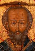 Jelzés nélkül: Szent Miklós, antik orosz ikon, tojástempera, fatábla, sérült, 32×27,5 cm


19th c...