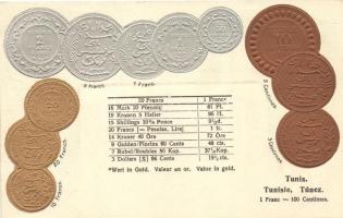 Tunis, Tunisie, Túnez; set of coins, Walter Erhards golden and silver Emb.