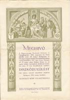 1918 Magyarországi Munkások Rokant- és Nyugdíjegylet Meghívója (25x18cm)+ belépőjegy (7x12cm)