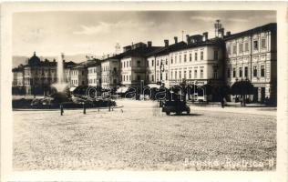 Besztercebánya, Banská Bystrica; Rák Hotel, Oskár Bárczy üzlete, automobile / hotel, shop;  photo