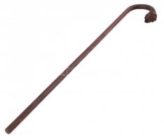 Hiányos majomfejes sétapálca, fa, h:77 cm