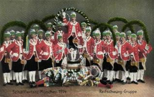 Schäfflertanz München 1914, Reifschwung-Gruppe / Barrel makers dance group (EK)