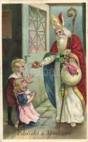Saint Nicholas, children, 7160. litho (EK)