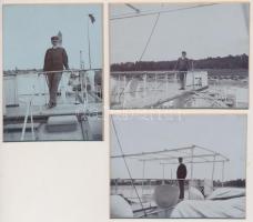 cca 1900 Folyami hajózás, korabeli keményhátú fotók, 3db, cca 10x8cm