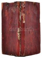 Könyv alakú régi falidísz, bibliai idézettel, sérült, 17×7×18,5 cm