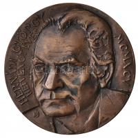 Nagy István János (1938-) 1995. &quot;Hernádi György Hetvenöt Éves MCMXCV&quot; Br emlékplakett (102mm) T:2,2- Hungary 1995. &quot;György Hernádi is 75 years old&quot; Br commemorative plaque. Sign.: István János Nagy (102mm) C:XF,VF