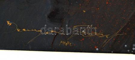 Olvashatatlan jelzéssel: Fekete háló. Vegyes technika, furnér, keretben, 50×39 cm