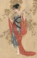 Italian art postcard, lady, 930/3. Art Nouveau s: E. Colombo (EK)