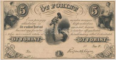 1852. 5Ft "Kossuth bankó" kitöltetlen "F" sorozat T:I-
Hungary 1852. 5 Forint w...