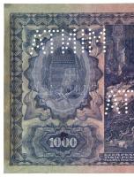 1927. 1000P "F000 000000" sorozat és sorszámmal, "MINTA" perforációval T:restaur...