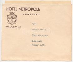 1935 Bp., A Hotel Metropole díszes fejléces levélpapírja és borítékja