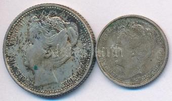 Hollandia 1905. 25c Ag + 1906. 10c Ag "I.Vilma" T:2- patina
Netherlands 1905. 25 Cents Ag...