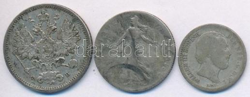 Vegyes: Orosz Birodalom 1860. 15k Ag + Hollandia 1890. 10c Ag "III Vilmos" + Franciaország...