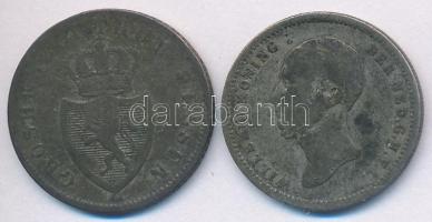 Vegyes: Német Államok / Hesse-Darmstadt 1838. 6kr Ag (2,52g) + Hollandia 1848. 25c Ag "II. Vilm...