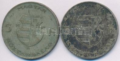 1947. 5Ft Ag "Kossuth" (2x) T:2-,3 patina
