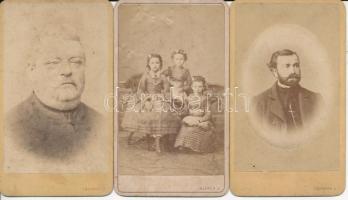 cca 1900 3 db különféle fotó (családi, portré), Lojanek János nagyváradi műterméből, 10,5×6,5 cm