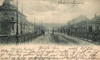 1899 Kassa, Kosice; híd, utca, Urbán A.M. üzlete; kiadja Vitéz A. / bridge, street, shop