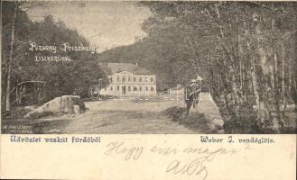 1898 Pozsony, Pressburg, Bratislava; Vaskút-fürdő, Weber I. vendéglője, K. Körper fotója / restaurant