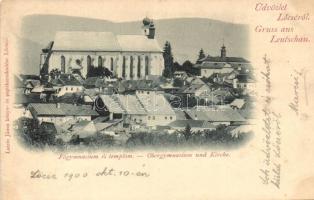 Lőcse, Leutschau, Levoca; Főgimnázium, templom; kiadja Latzin János / grammar school, schurch