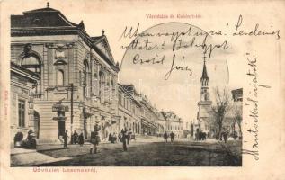 Losonc, Lucenec; Városháza, Kubinyi tér, Hochfelder D. üzlete / town hall, square, shop