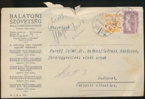 1924 Balatoni szövetség Balatonfüred Fürdő kötelező nyilatkozat (tagságba való belépésről) 3 példánya (17x24cm) eredeti borítékban, 11x18cm