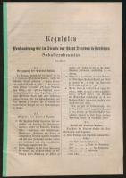 1867 Drezda város alkalmazottainak nyugdíjazásával kapcsolatos szabályozás német nyelven, pp.:8, 25x17cm
