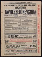 1947 Budapesti távbeszélő hálózat betűrendes névsora. Jó állapotban