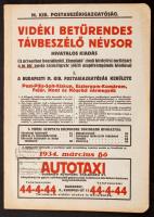 1934 Magyar Posta Vezérigazgatóság vidéki betűrendes távbeszélő névsor. I.-III. komplett. Jó állapot...