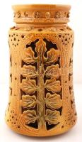 Szecessziós padlóváza, mázas kerámia, két rétegű, jelzett (fekete háromszög), hibátlan / Art nouveau galzed ceramic vase with hallmark. Flawless. m:44 cm