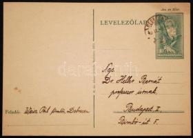 1940 Weisz Pál debreceni főrabbi saját kézzel írt levelezőlapja Heller Bernát professzornak