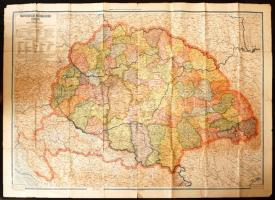 cca 1920 Magyarország közigazgatási térképe, tervezte és rajzolta Kogutowicz Manó, 1:900000, jelmagyarázattal, Magyar Földrajzi Intézet, szakadt, 114x84 cm