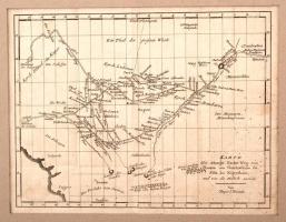 1799 Karte über Mungo Parks Weg von Pisania am Gambiafluße bis Silla am Nigerfluße und von da südlich zurück, rézmetszet, papír, paszpartuban, 22×28,5 cm